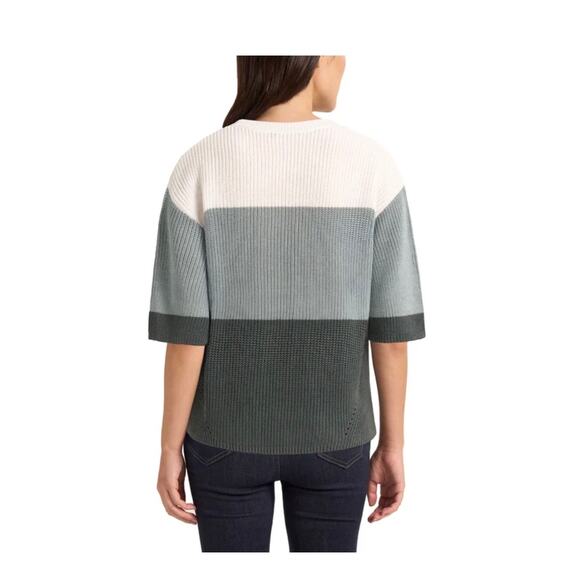 Matty L Women's Elbow Sleeve Green Colorblock Sweater New Women Fashion - Picture 2 of 4